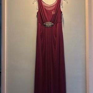 Alex Evenings Red Embellished Pleated Gown